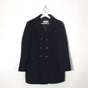 Calvin Klein Black Wool Peacoat